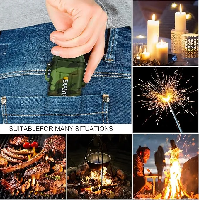Lafagiet Waterproof Arc Lighter, dual Plasma Arc Lighter, USB Rechargeable Flameless Electric Lighters for Candle, Camp