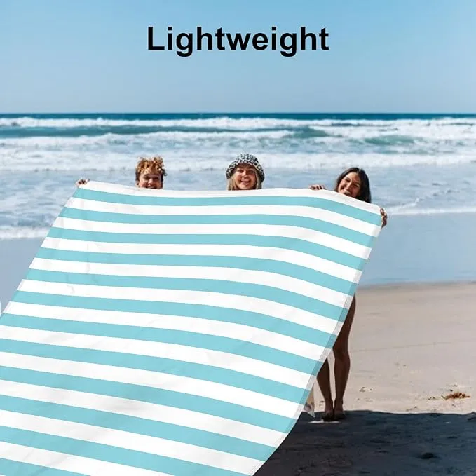 Large Beach Blanket Waterproof Sandproof, Oversized Picnic Blankets Sand Free for 8 Adults, Lightweight Quick Drying Beach Mat for Travel, Camping, Hiking, Blue Beach Essentials Accessories
