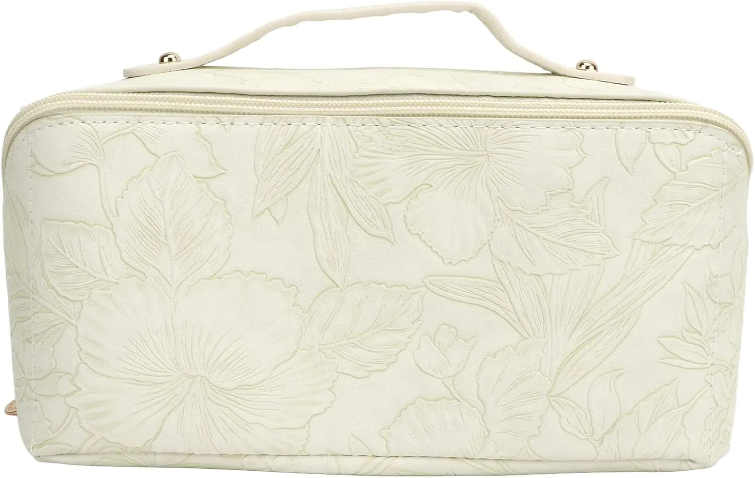 Large Capacity Makeup Bag | Embossed PU Leather Cosmetic Organizer | Travel Toiletry Bag for Women | Spill - proof & Scratch Protective | Multi - Compartment Design