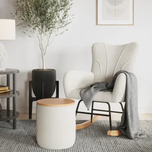 Lavish Home Rocking Chair - Teddy Fabric Upholstered Chair with Padded Seat and Contoured Armrests - Ergonomic Modern Rocker for Bedroom (Cream)