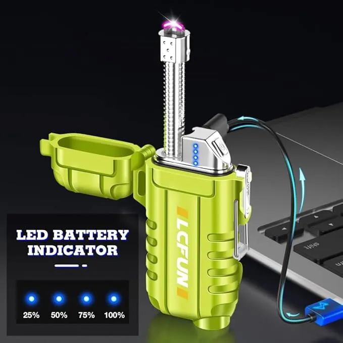 LcFun Arc Lighter, Electric Candle Lighter, USB C Rechargeable Lighter with LED Battery Display, Flameless Plasma Lighter, Waterproof Lighters for Hiking, Survival Gear, Camping Gadgets, EDC Gear