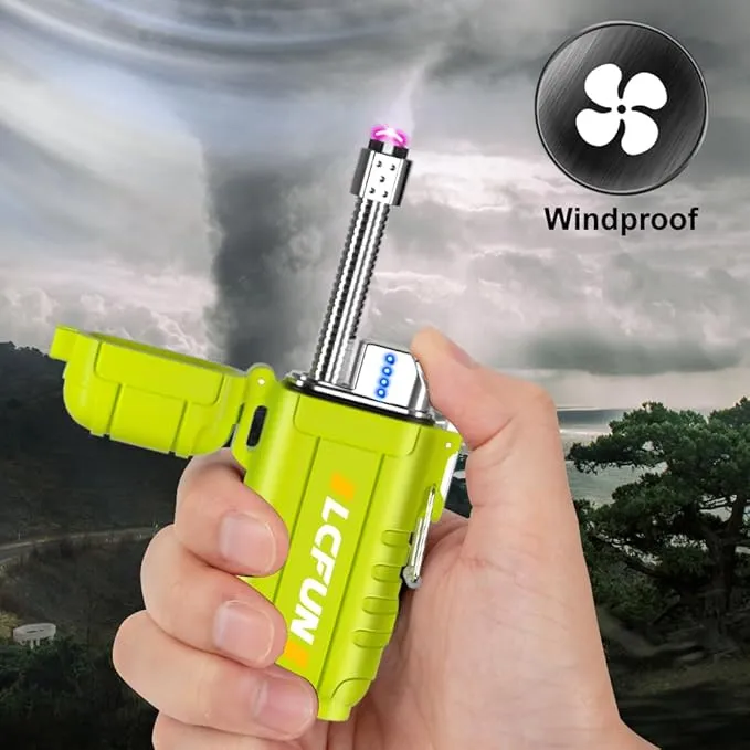 LcFun Arc Lighter, Electric Candle Lighter, USB C Rechargeable Lighter with LED Battery Display, Flameless Plasma Lighter, Waterproof Lighters for Hiking, Survival Gear, Camping Gadgets, EDC Gear