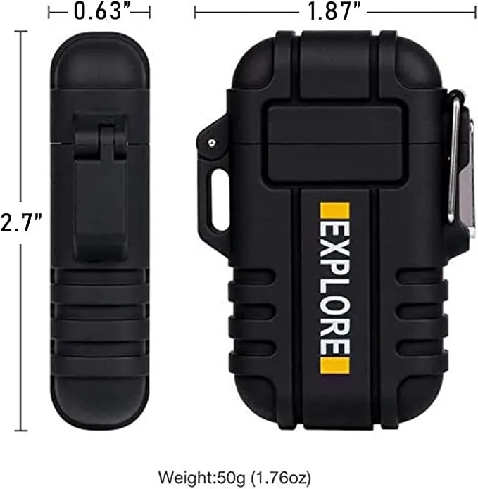LcFun Electric Lighter, Plasma Lighter Waterproof Arc Lighter Windproof USB Lighter Rechargeable with Emergency Whistle for Hiking, Camping, Adventure, Outdoor, Survival, Tactical, EDC Gear (Black)