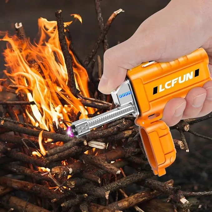 LcFun Electric Lighter, USB C Rechargeable Lighter, 360°Flexible Neck Arc Lighter, Plasma Lighters with LED Battery Display & Flashlight, Windproof & Waterproof Lighters for Candle, Camping, Survival