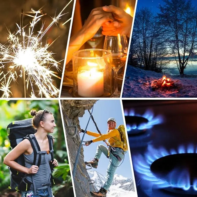 LcFun Electric Lighter USB Rechargeable Arc Lighter Windproof Plasma Lighters with LED Battery Display, Waterproof Electronic Flashlight Lighter with Whistle for Camping, Survival Tactical Gear