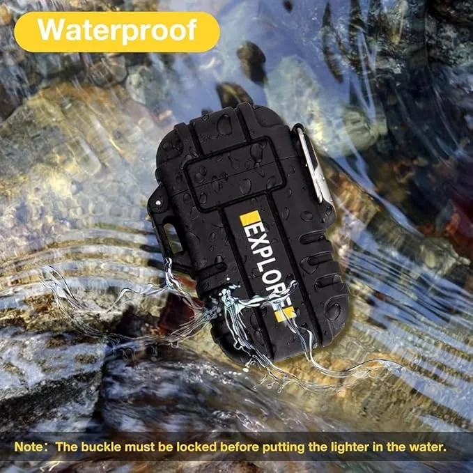 LcFun Waterproof Electric Lighter Windproof Dual Arc USB Rechargeable Flameless Plasma Lighters for Camping Hiking Survival Tactical Gear Gifts for Men Fathers Husband