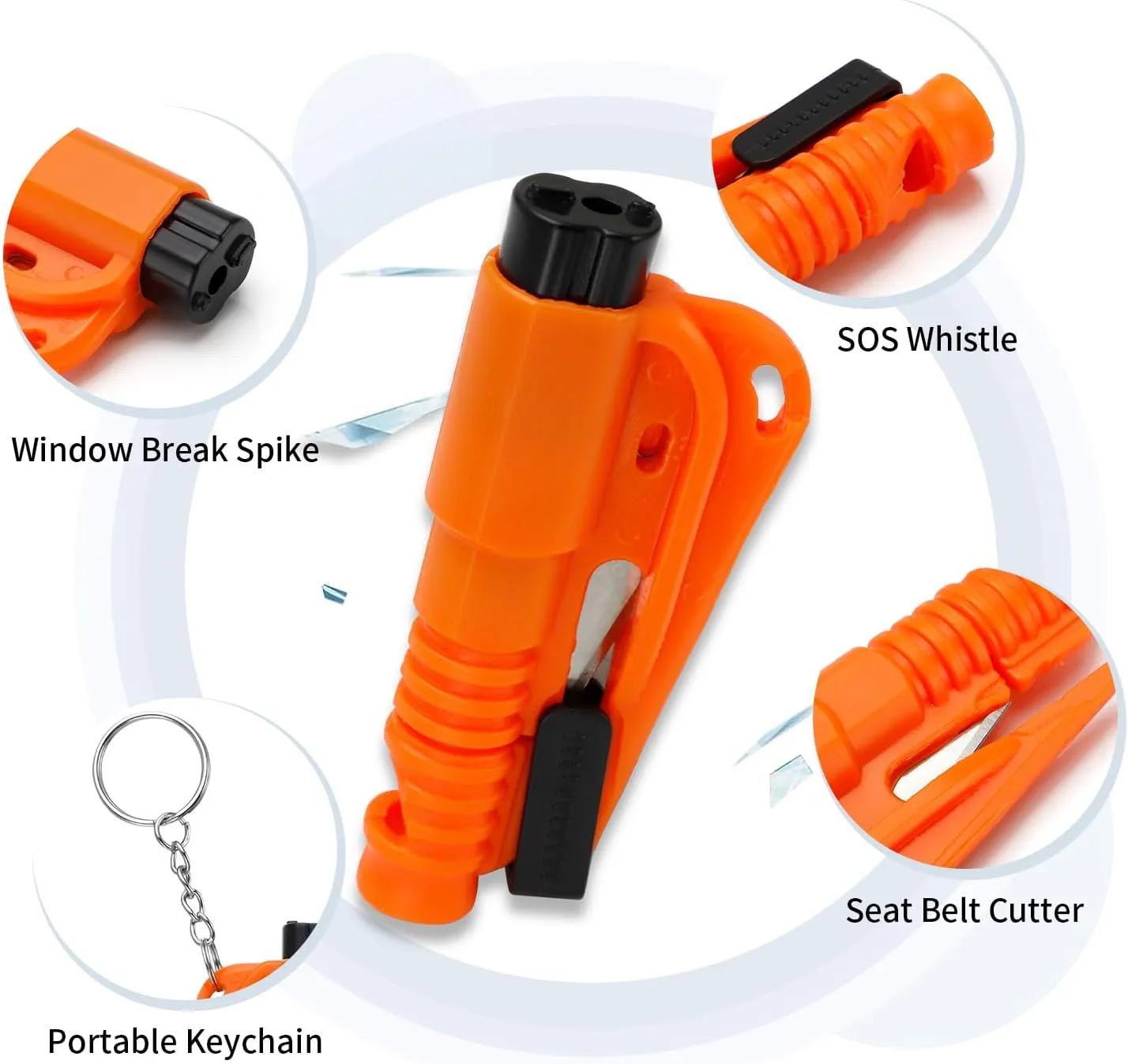 LECART 16 Pcs Car Escape Tools with Seatbelt Cutter Wimdow Breaker Whistle Keychain 3 in 1 Design Emergency Vehicle Safety Tool Must Have for Car Owner