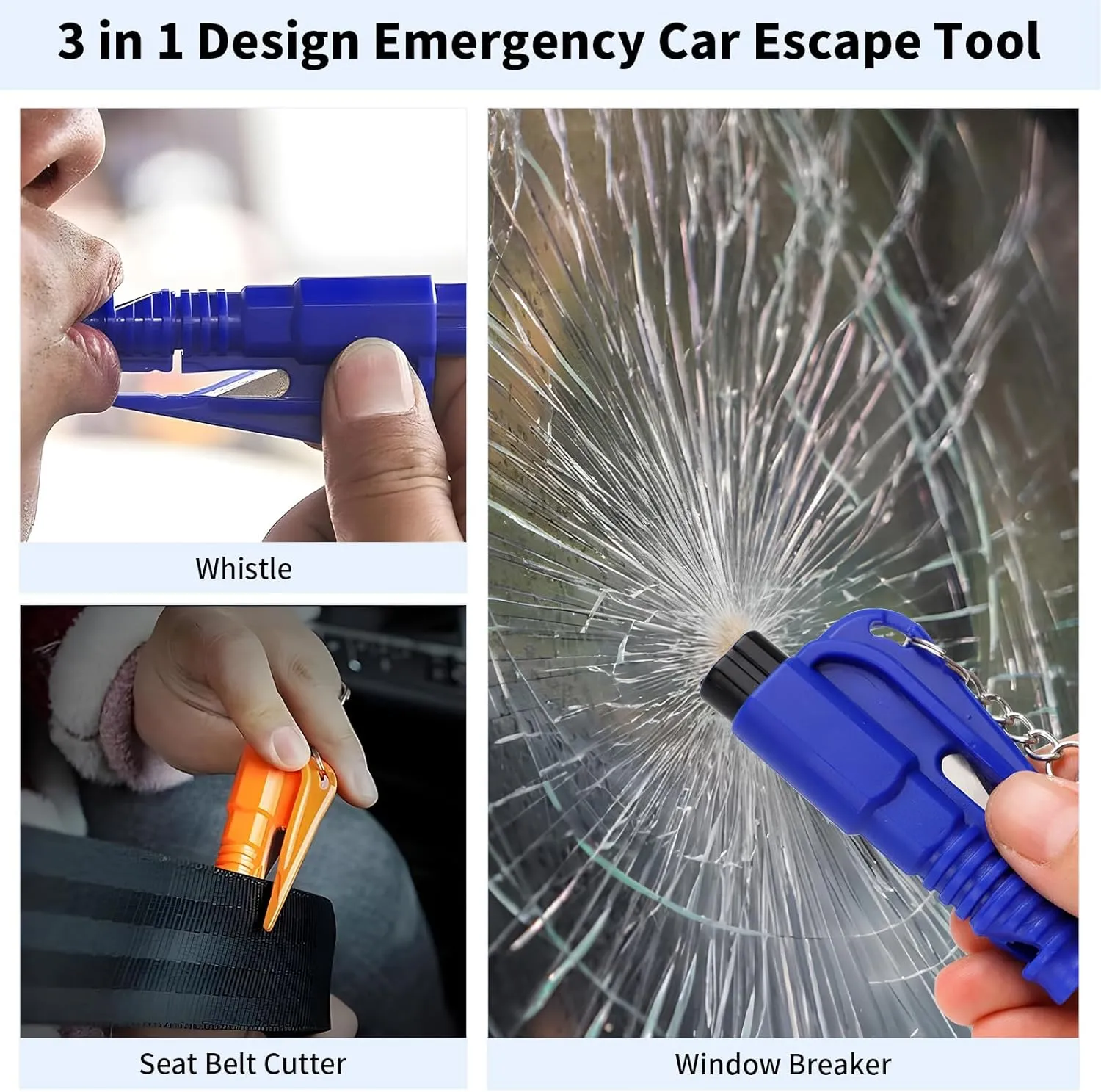 LECART 16 Pcs Car Escape Tools with Seatbelt Cutter Wimdow Breaker Whistle Keychain 3 in 1 Design Emergency Vehicle Safety Tool Must Have for Car Owner