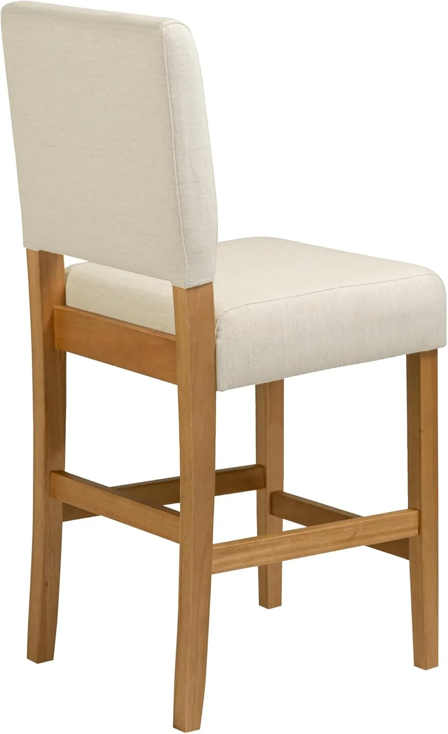 Leick Home Brax Counter Height Stool with Upholstered Back and Wood Base – Set of 2 for Kitchen Counters and Islands – Modern Chairs in Natural White Sand, 214460