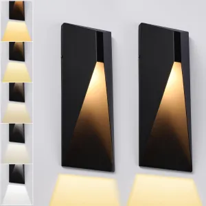 LEONLITE 5CCT Dimmable LED Modern Outdoor Wall Light, 100-277V, CRI 90  ETL Listed IP65 Dark Sky Down Light Wall Sconce, 14 Inch 1000LM 10%-100% Dimmable Aluminum Exterior Accent Down Light, Pack of 2