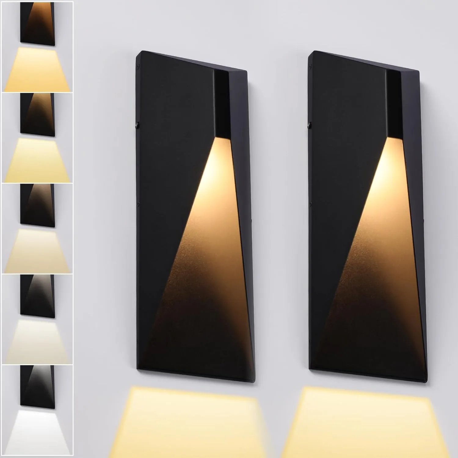 LEONLITE 5CCT Dimmable LED Modern Outdoor Wall Light, 100-277V, CRI 90  ETL Listed IP65 Dark Sky Down Light Wall Sconce, 14 Inch 1000LM 10%-100% Dimmable Aluminum Exterior Accent Down Light, Pack of 2