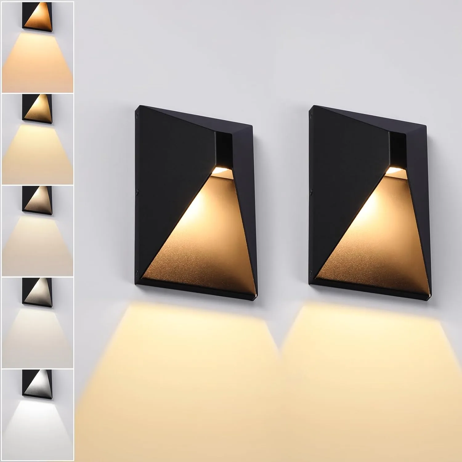 LEONLITE 5CCT Dimmable LED Modern Outdoor Wall Light, 100-277V, CRI 90  ETL Listed IP65 Dark Sky Down Light Wall Sconce, 8 Inch 840LM 10%-100% Dimmable Aluminum Exterior Accent Down Light, Pack of 2