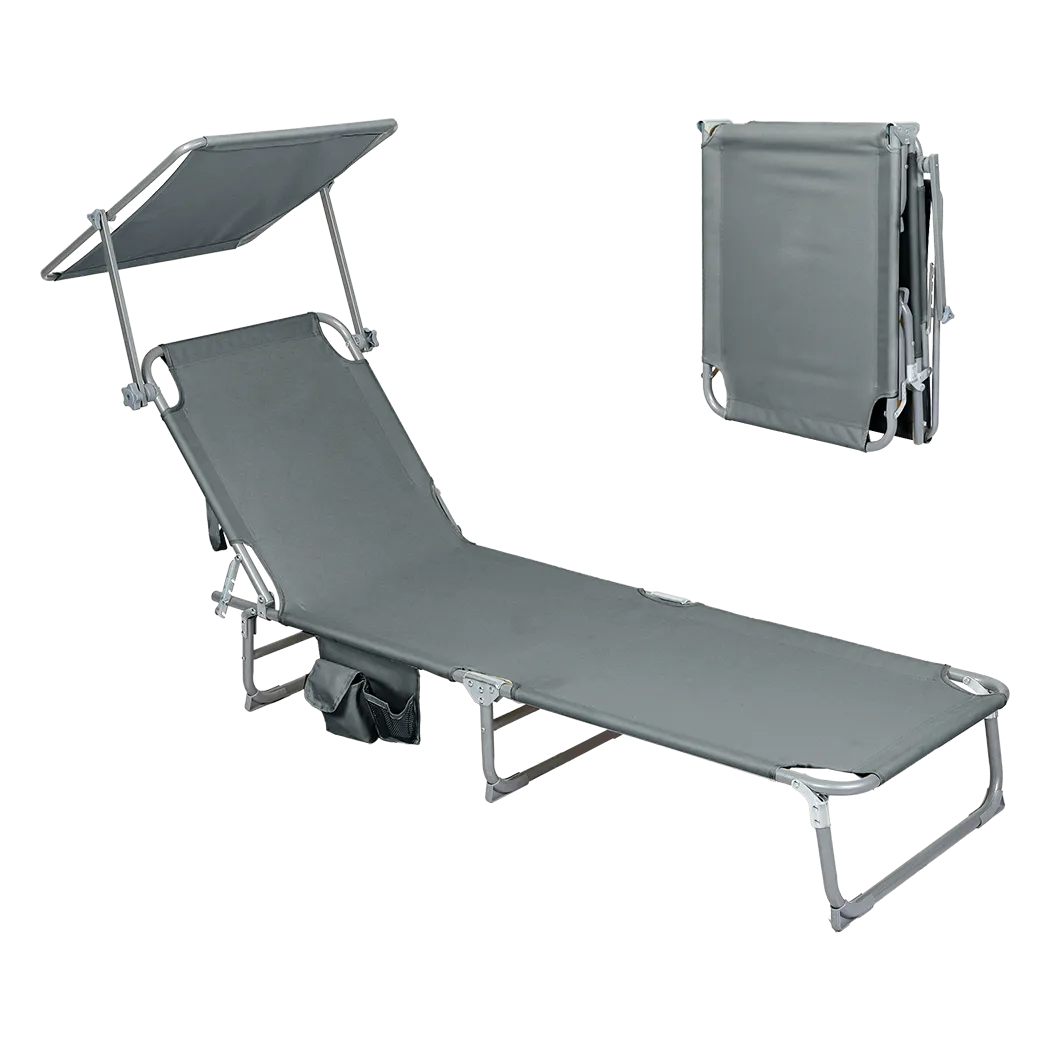 Levede Foldable Lounge Chairs with Canopy Grey-SA_Metro