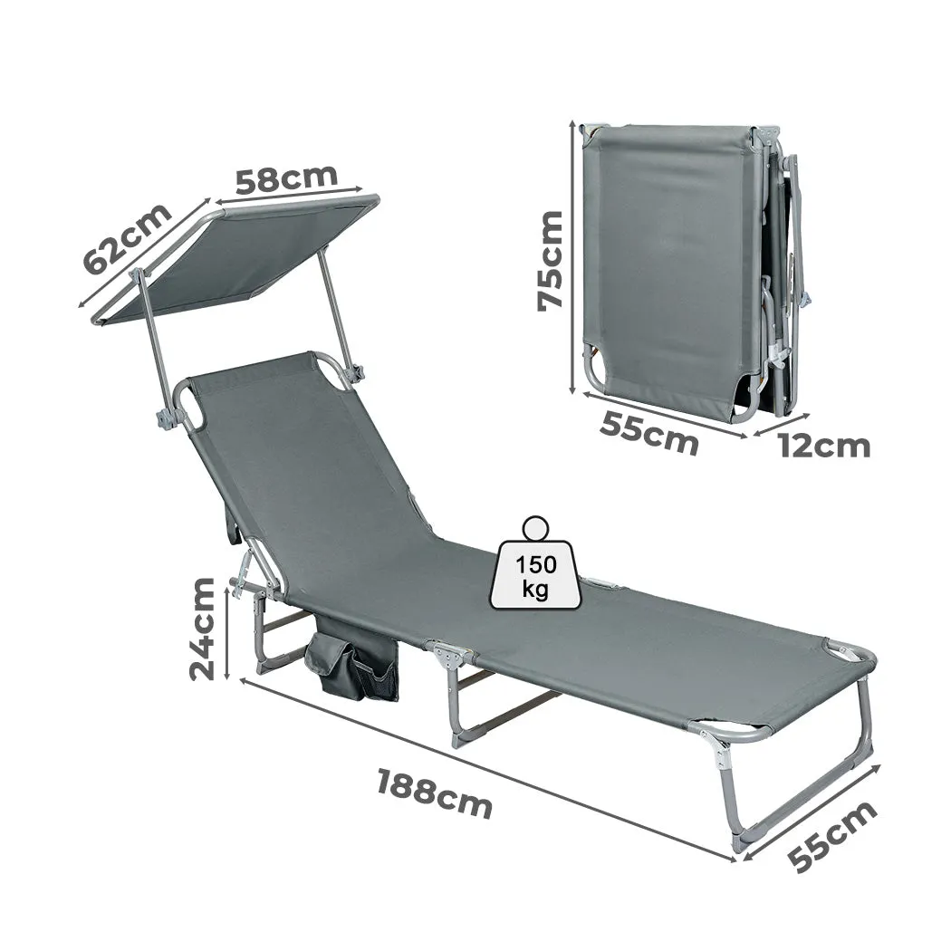 Levede Foldable Lounge Chairs with Canopy Grey-SA_Metro