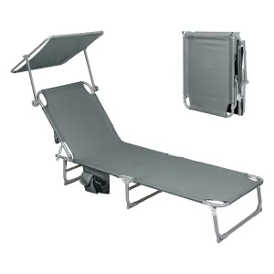 Levede Foldable Lounge Chairs with Canopy Grey-SA_Metro
