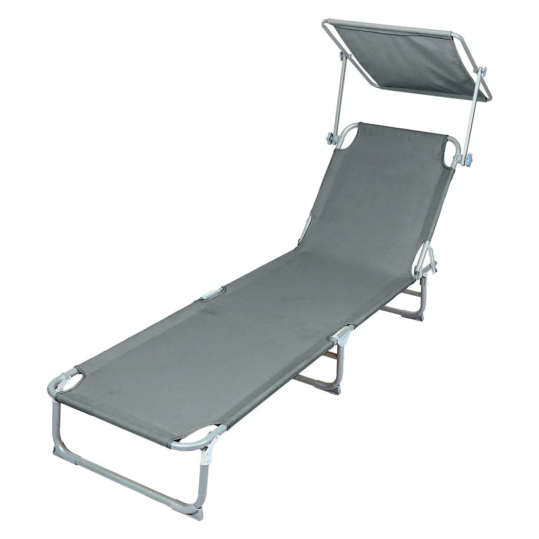 Levede Foldable Lounge Chairs with Canopy Grey-SA_Metro