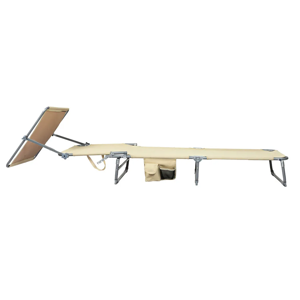 Levede Foldable Lounge Chairs with Canopy Khaki-NSW_Rural