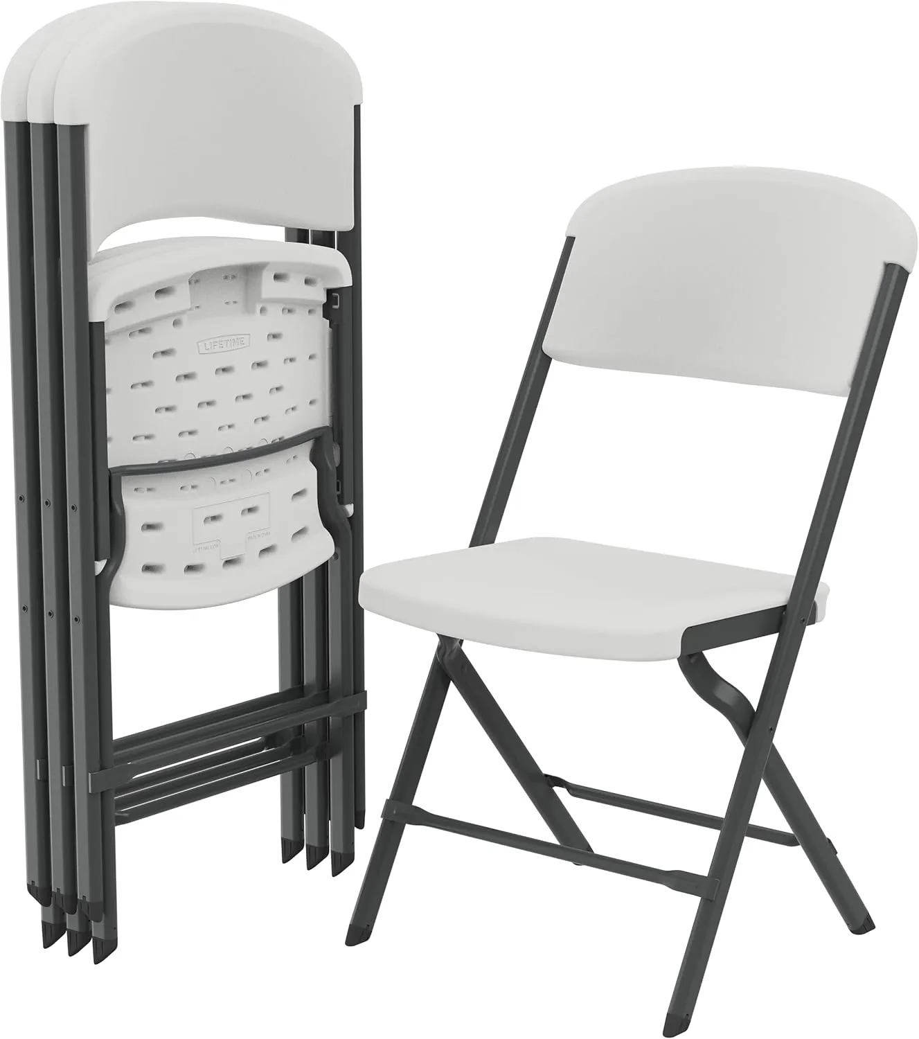 Lifetime Folding Chairs, Heavy Duty Foldable Chair Contoured for Comfort, 4-Pack