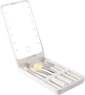 Light-Enhancing Mirror Integrated Makeup Storage Box, Led Vanity Mirror Jewelry Box, Rotating Shaft And Touch Screen Switch, Small Makeup Storage Box,White