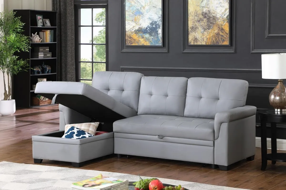 Lilola Home Lucca Sectional Sleeper - Versatile Sleeper Couch & Sofa Bed with Storage - Comfortable with Storage, Small Sofa counch