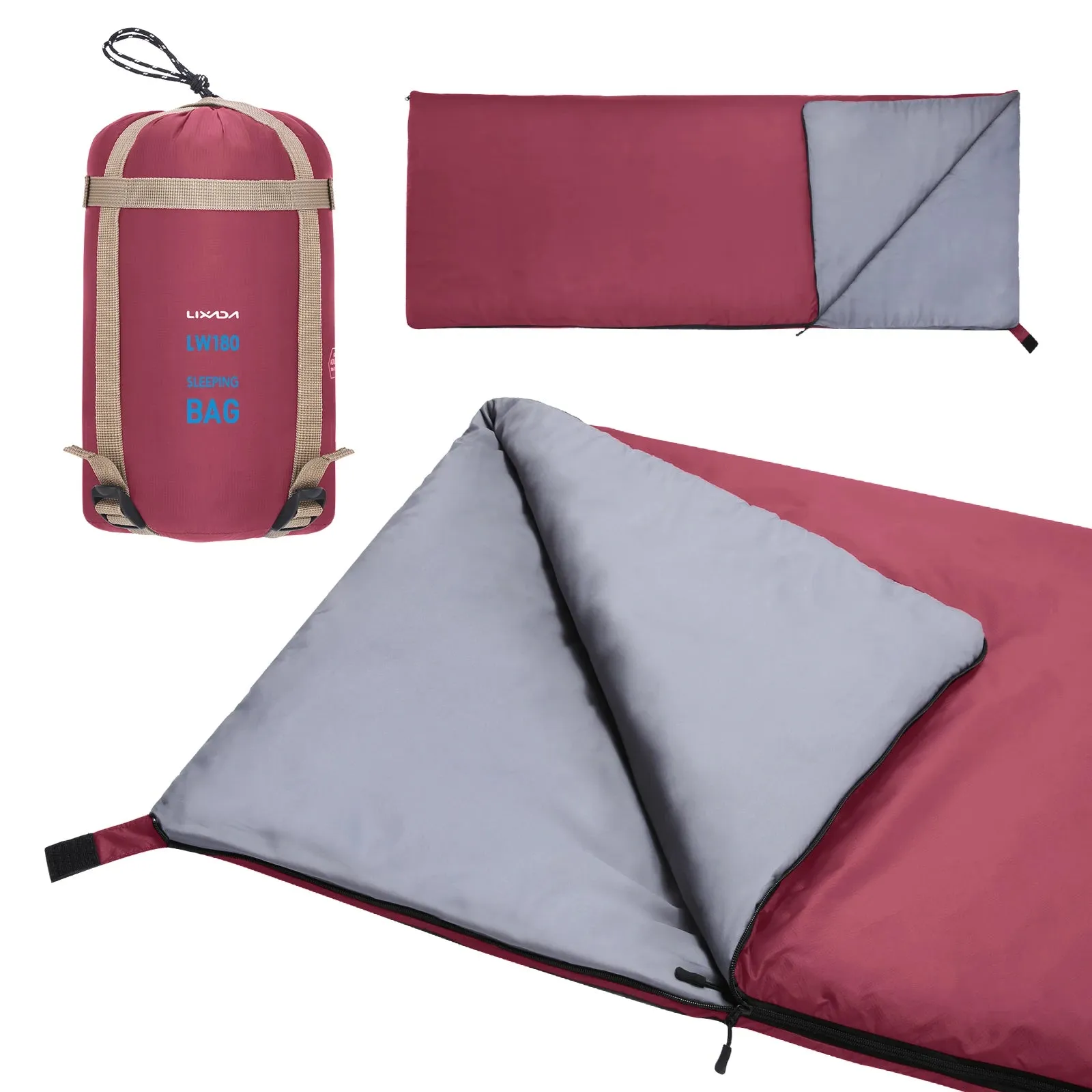 Lixada Ultralight Envelope Camping Sleeping Bag, Compact, 6.23ft x 2.46ft, 1.5 lbs