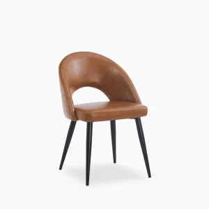Lucille Dining Chair | Vintage Tan Faux Leather & Black