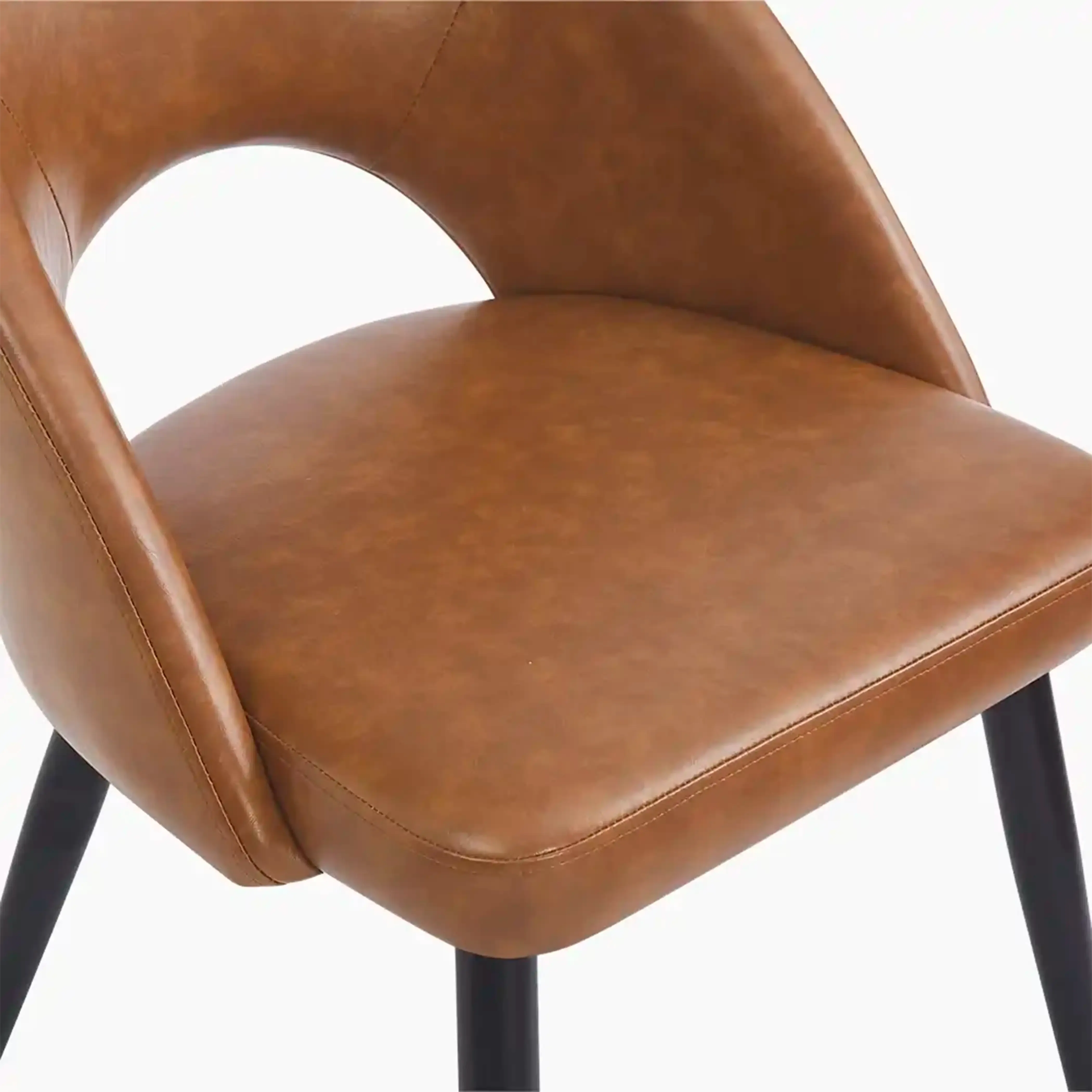 Lucille Dining Chair | Vintage Tan Faux Leather & Black