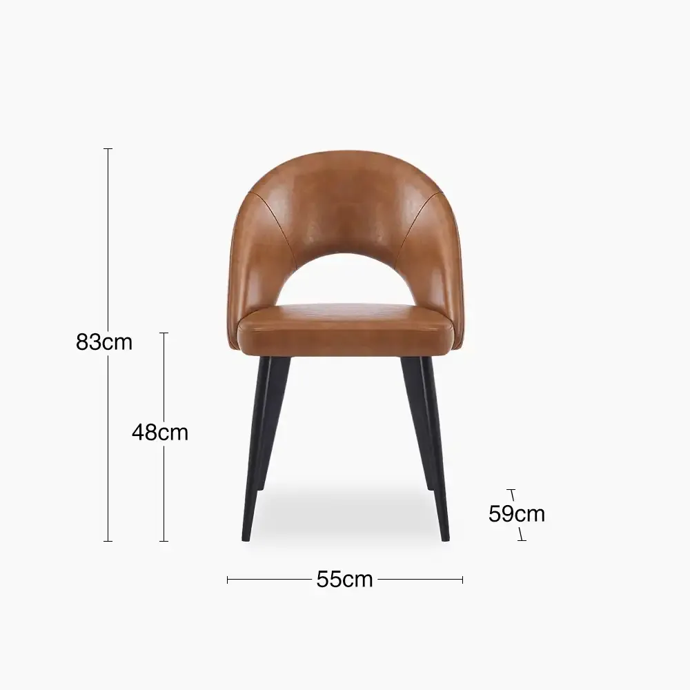 Lucille Dining Chair | Vintage Tan Faux Leather & Black