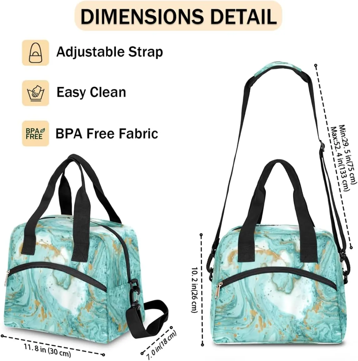 Lunch Bag for Women Men Quicksand Element Reusable Durable Insulated Lunch Box for Work Office Picnic Beach Hiking Lunch Tote Bag with Adjustable Shoulder Strap