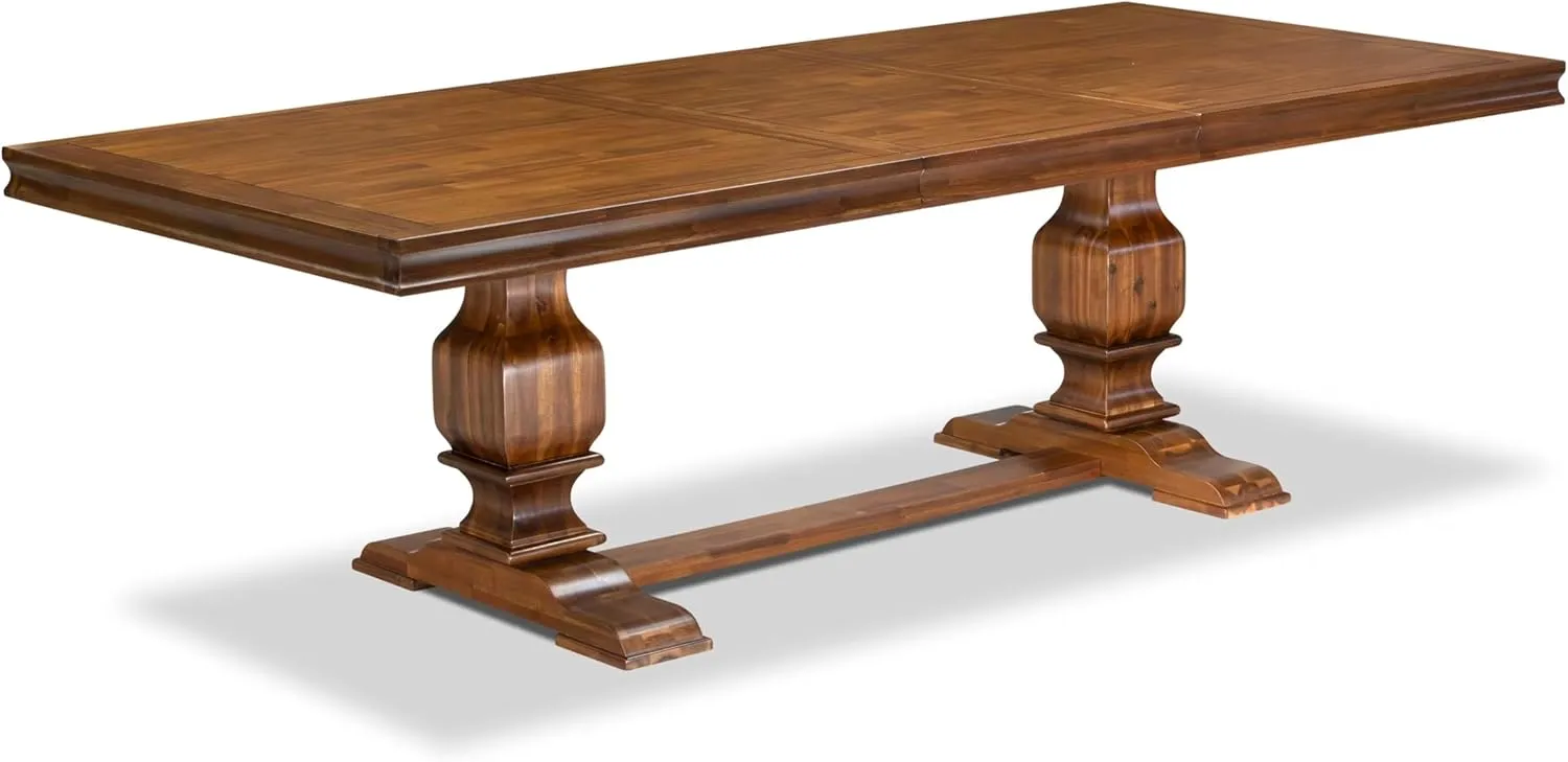 Luxe by East West Furniture LKMA9-AWA-36 9 Pieces Dining Table Set Includes a Rectangular Dining Table and 8 Light Beige PU Leather Dining Room Chairs, Antique Walnut Finish