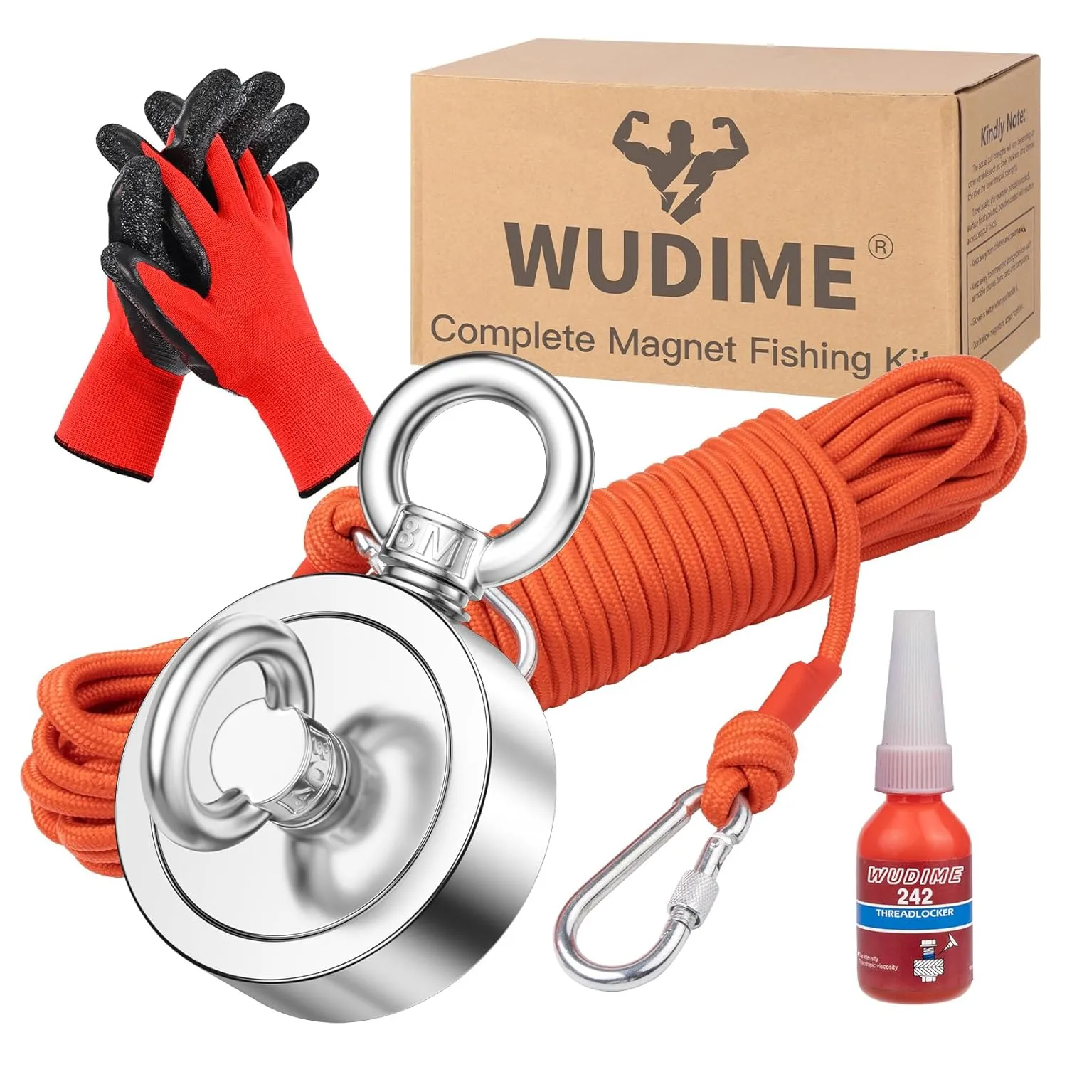 Magnet Fishing Kit, Includes 760 Lbs Strong Pulling Force Neodymium Fishing Magnet, with Durable 65ft Rope, Non Slip Gloves, Pefect for Retrieving in River and Magnetic Fishing