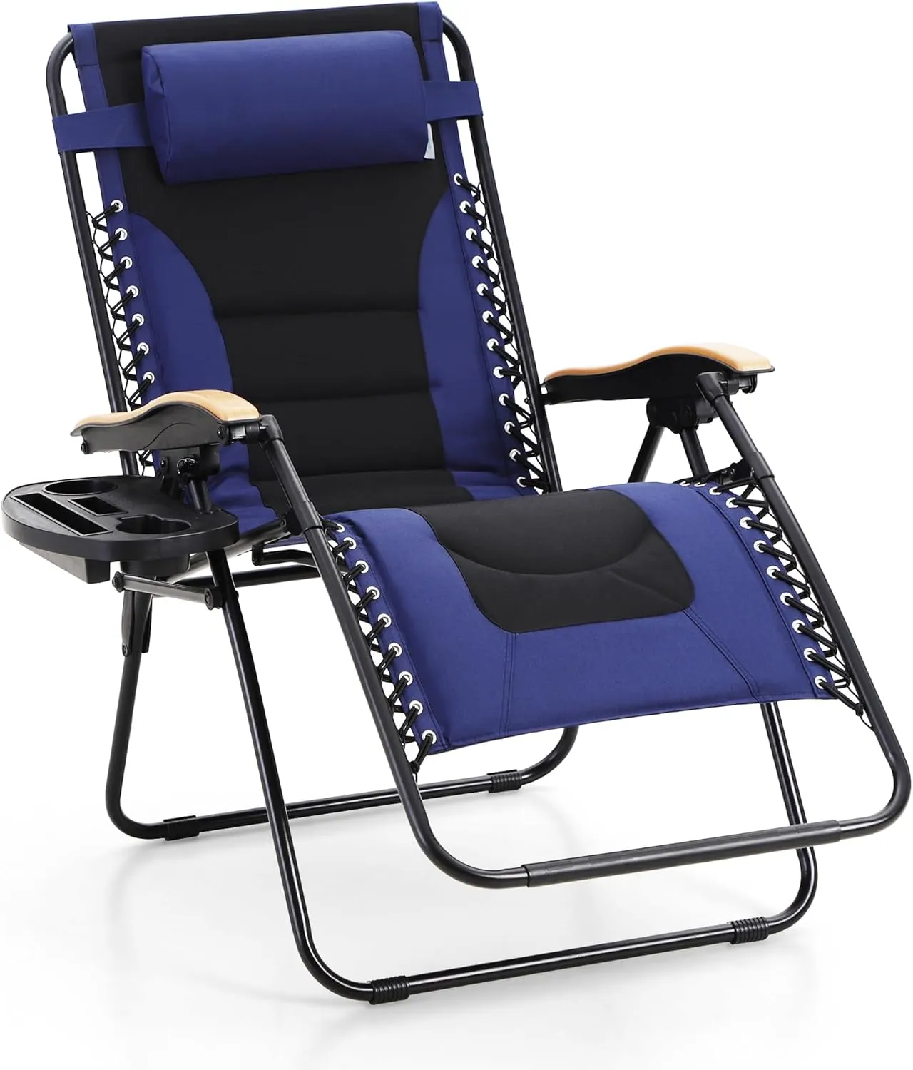 MAISON ARTS Oversize XXL Padded Zero Gravity Lawn Chair Anti Gravity Lounge Chair Foldable Recliner 30" Wide Seat Outdoor Camp Chair for Poolside Backyard Beach, Support 400LBS, Blue