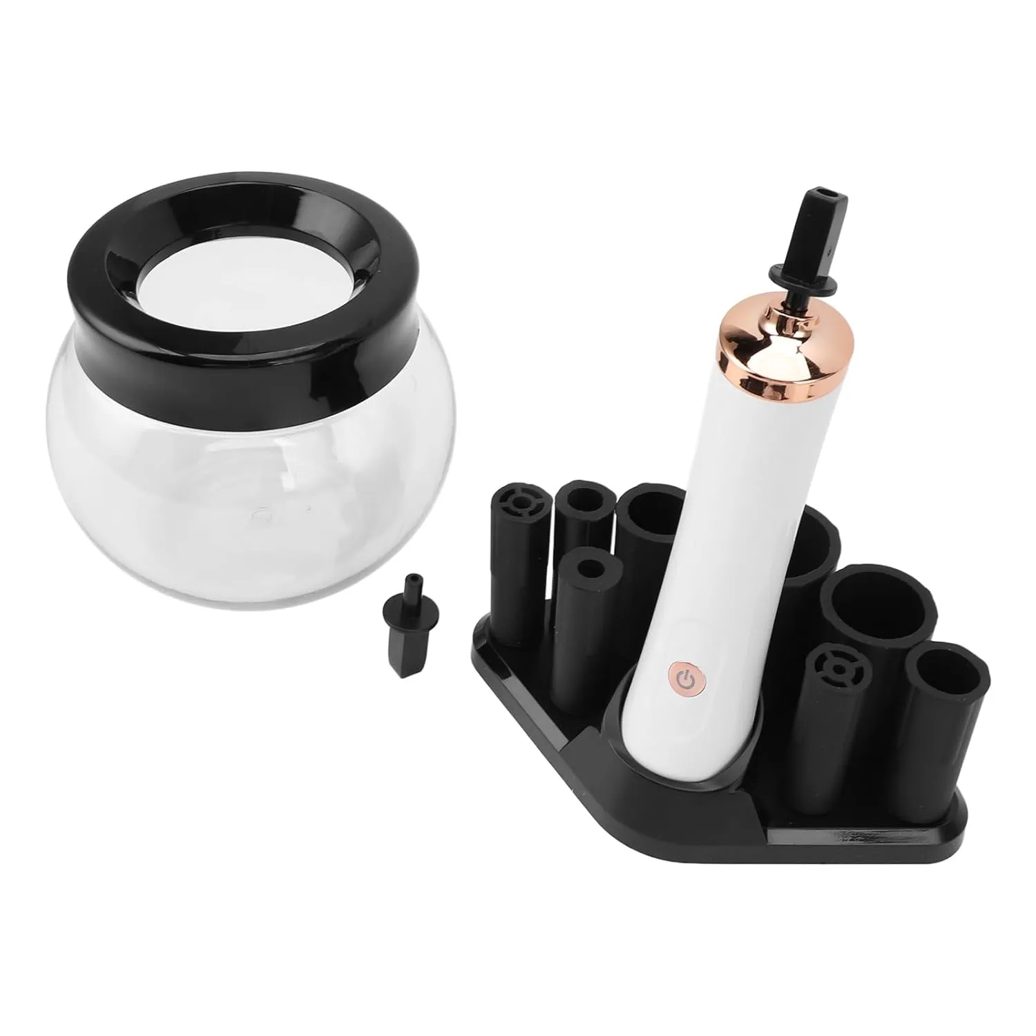 Makeup Brush Cleaner Dryer, Deep Cleaning Makeup Brush Cleaner Machine Quick Wash and Dry for Nail Salon (White)