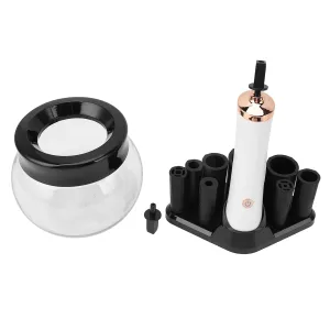 Makeup Brush Cleaner Dryer, Deep Cleaning Makeup Brush Cleaner Machine Quick Wash and Dry for Nail Salon (White)