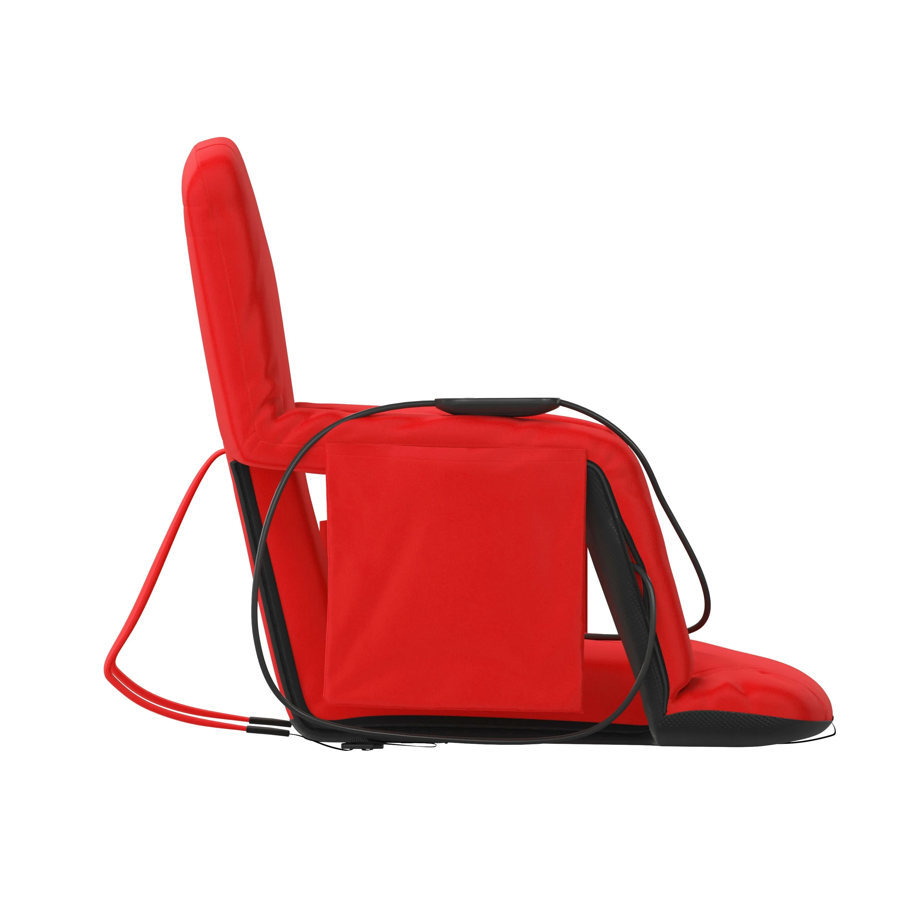 Malta Portable Heated Reclining Stadium Chair with Armrests, Heated Padded Back & Heated Seat with Dual Storage Pockets and Backpack Straps