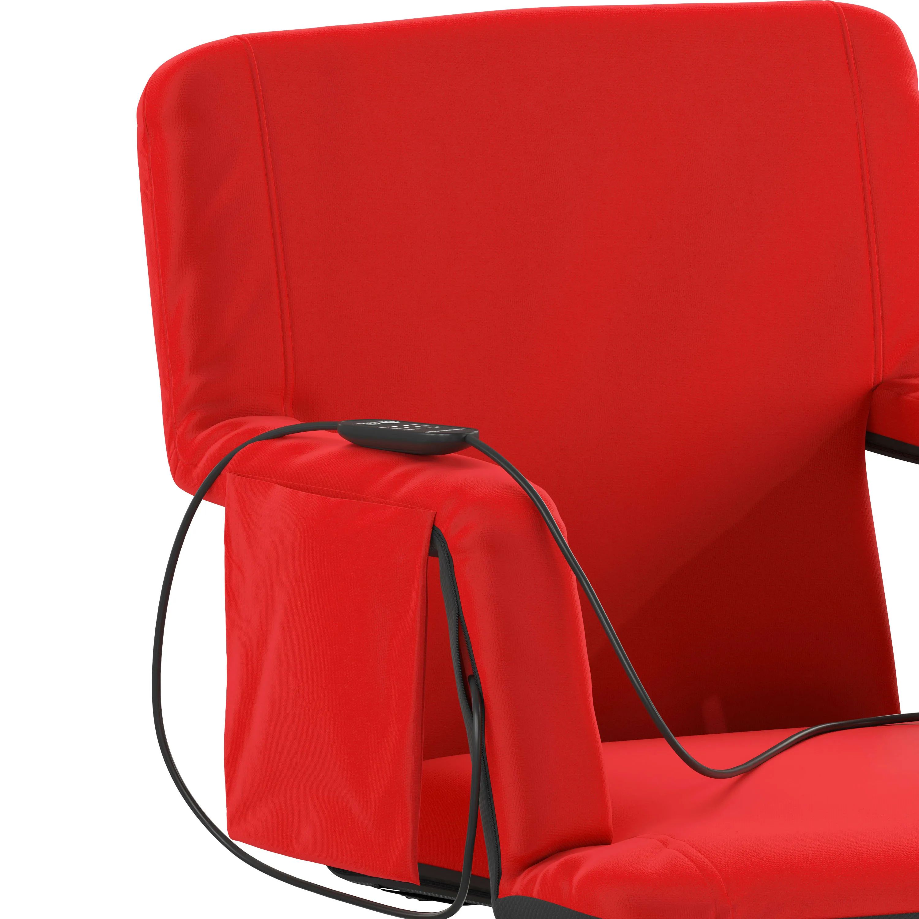 Malta Portable Heated Reclining Stadium Chair with Armrests, Heated Padded Back & Heated Seat with Dual Storage Pockets and Backpack Straps