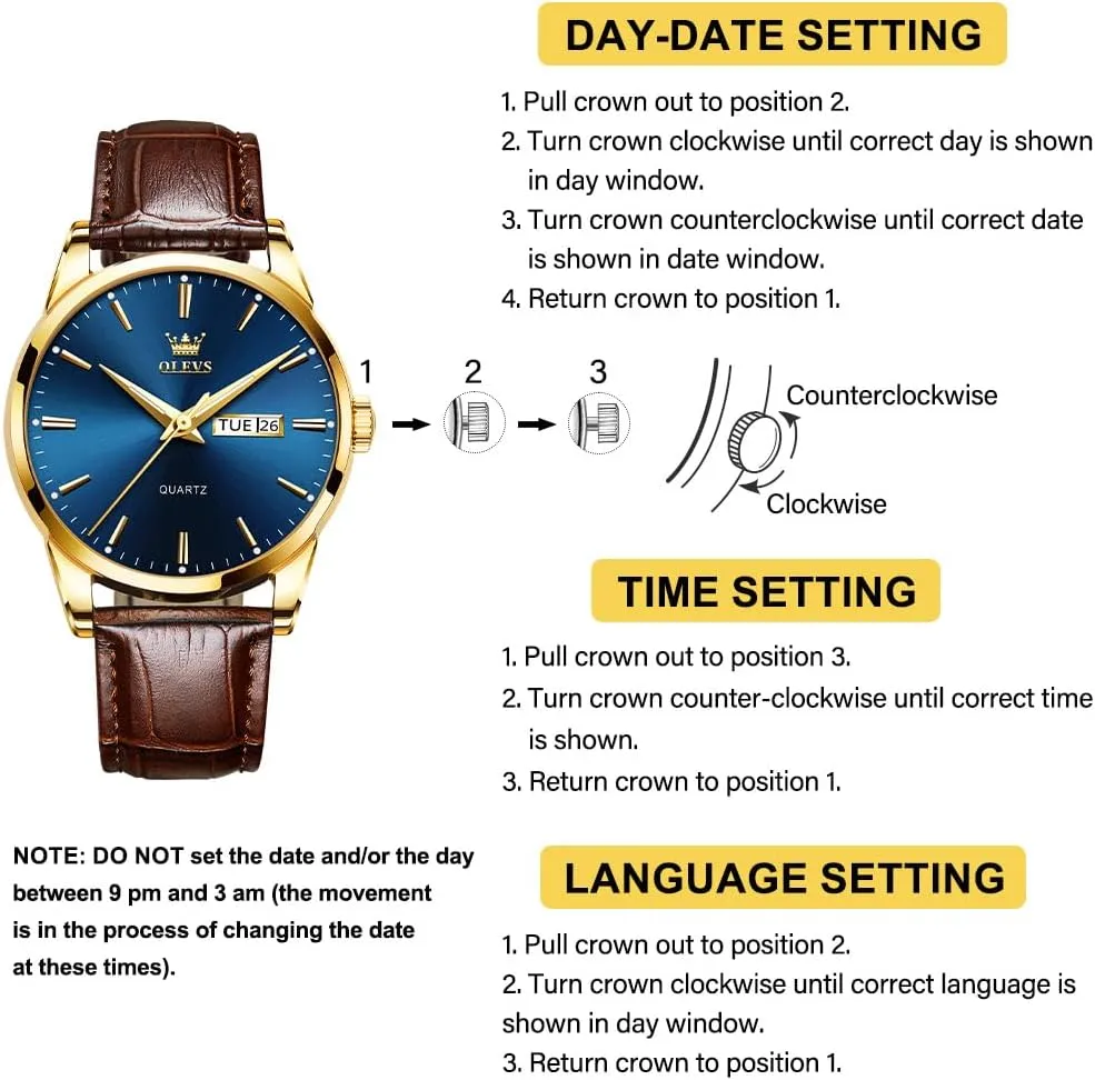 Men's Casual Leather Watch, Easy to Read Three-Hand Analog Stainless Steel Watches for Men, Minimalist Day Date Waterproof Luminous Mens Quartz Wristwatch
