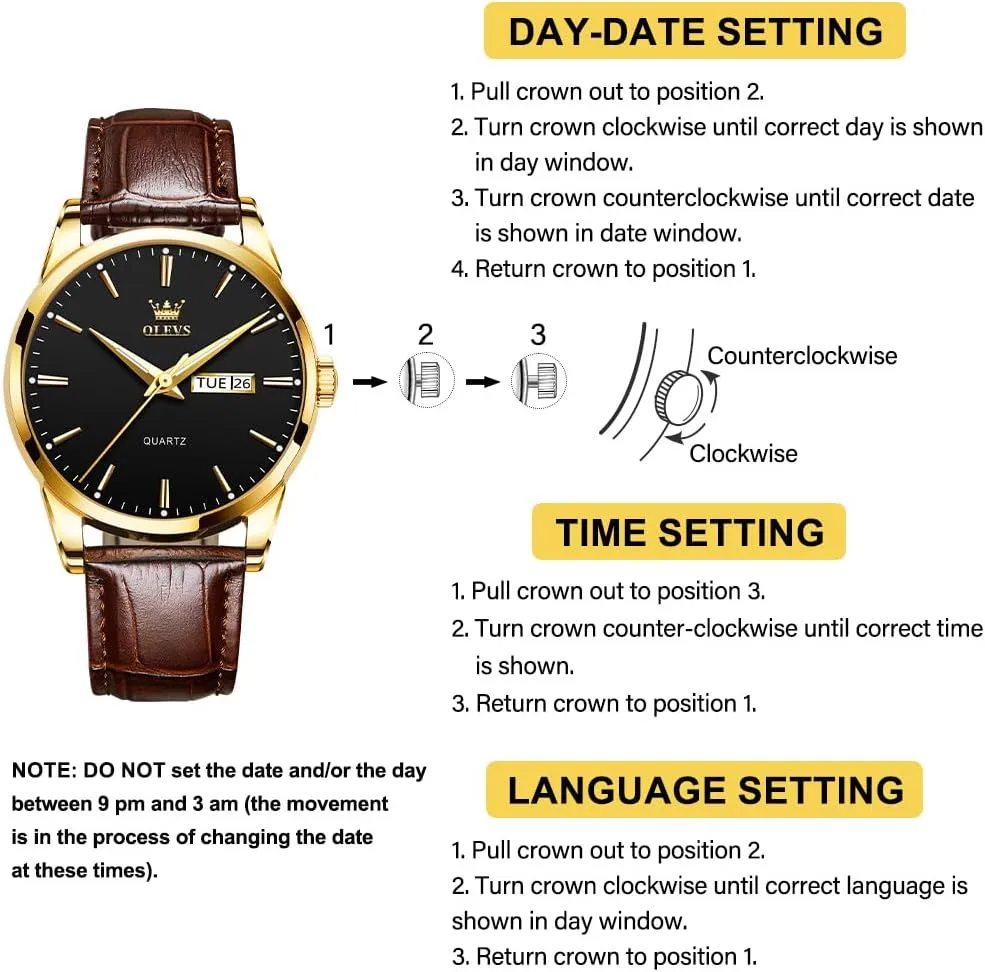Men's Casual Leather Watch, Easy to Read Three-Hand Analog Stainless Steel Watches for Men, Minimalist Day Date Waterproof Luminous Mens Quartz Wristwatch