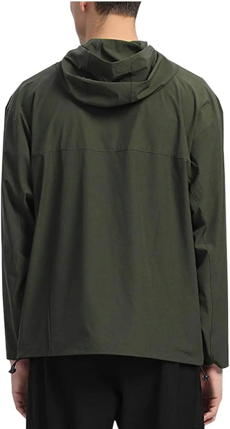 Men's Jackets Waterproof Packable Rain with Hood Lightweight Fashion Raincoat Windbreaker Outdoor Hiking Travel Coat