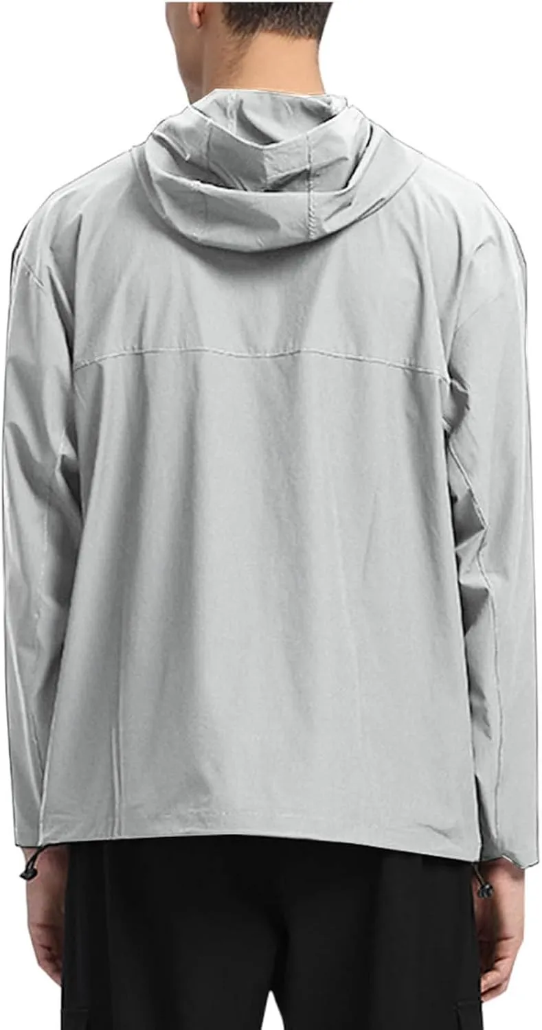 Men's Jackets Waterproof Packable Rain with Hood Lightweight Fashion Raincoat Windbreaker Outdoor Hiking Travel Coat