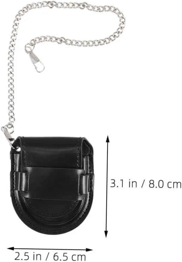 Mens Jewellery Box 4pcs Pocket Watch Storage Leather Case Pocket Watch Chains Watch Strap Holder Watch Holder Watch Pouch Pocket Watch Fob Watch Bag Pocket Watch Case Watch Storage Case Black Metal