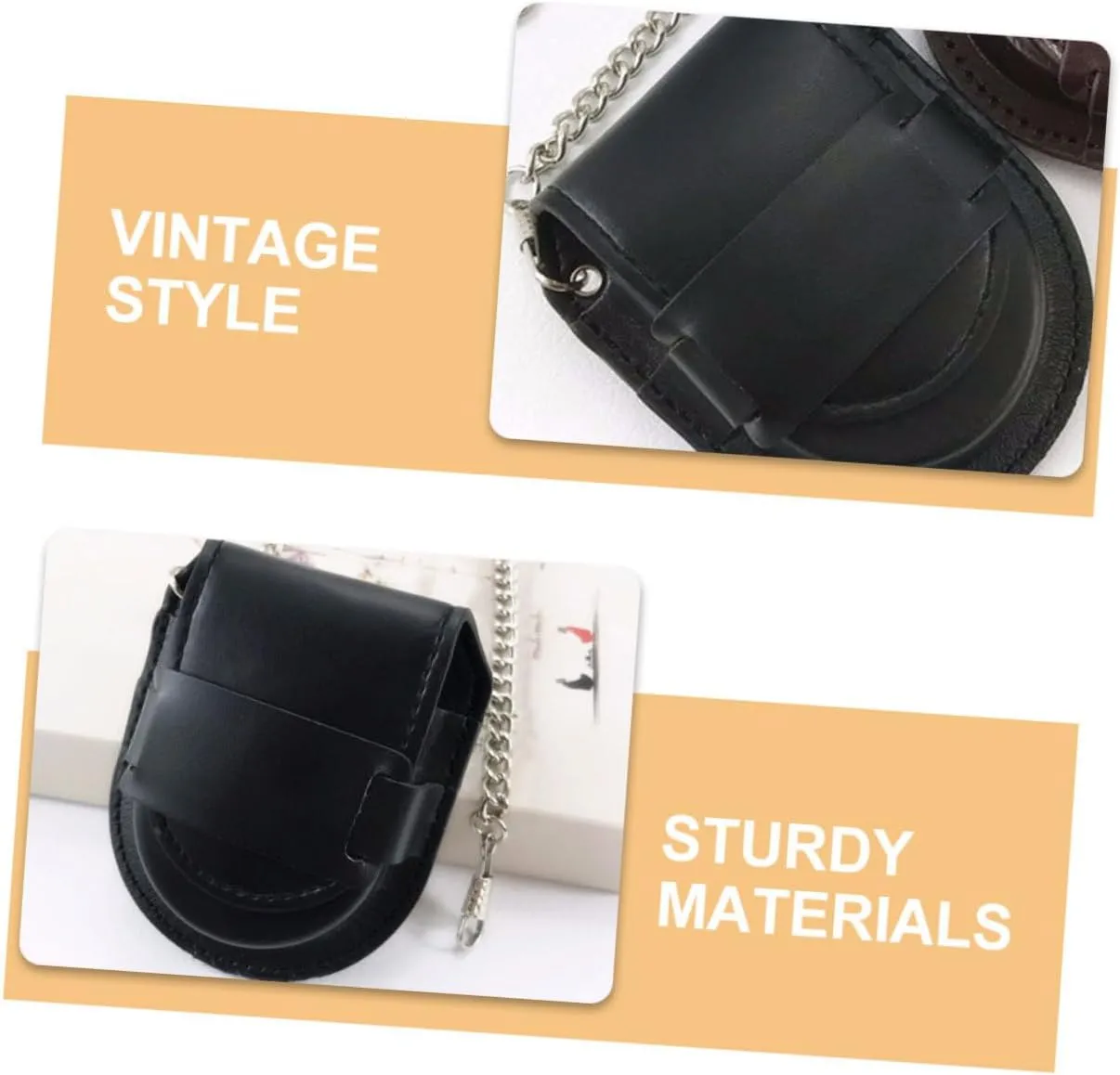 Mens Jewellery Box 4pcs Pocket Watch Storage Leather Case Pocket Watch Chains Watch Strap Holder Watch Holder Watch Pouch Pocket Watch Fob Watch Bag Pocket Watch Case Watch Storage Case Black Metal