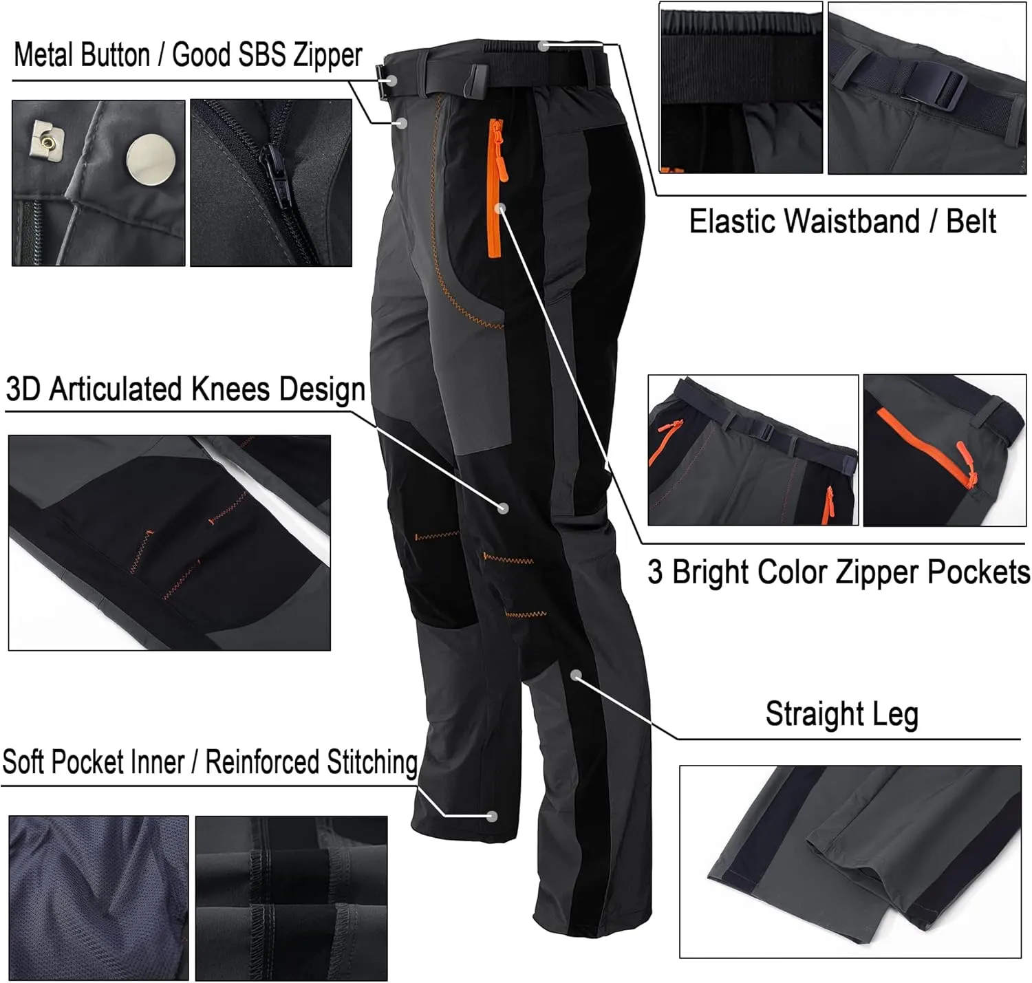 Mens Stretch Work Hiking Pants Quick Dry Lightweight Waterproof Outdoor Travel Climbing Fishing Pants