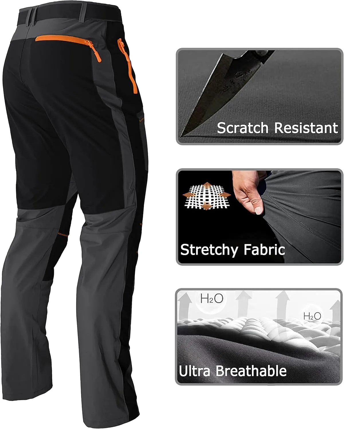 Mens Stretch Work Hiking Pants Quick Dry Lightweight Waterproof Outdoor Travel Climbing Fishing Pants