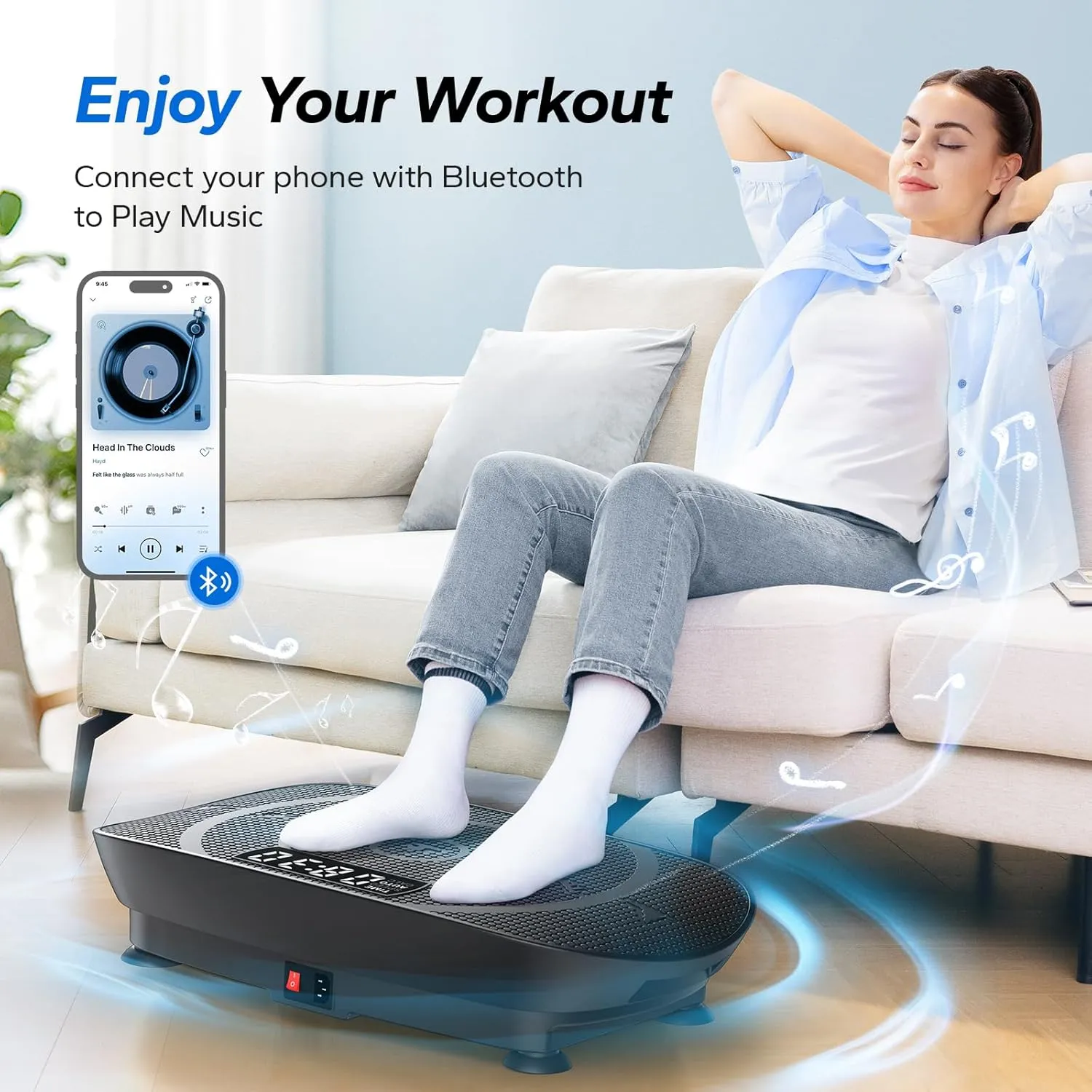 MERACH Vibration Plate Exercise Machine, Whole Body Workout Equipment for Women, Bluetooth and Silicone Pedal, Vibration Plate with Auto Mode, Vibrate Fitness Platform for Home