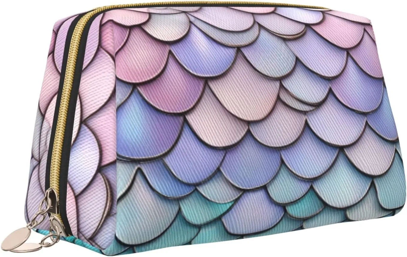 Mermaid Red Purple Aqua Toiletry Pouch, Travel-Friendly Makeup Organizer For Makeup Brushes, Lipsticks