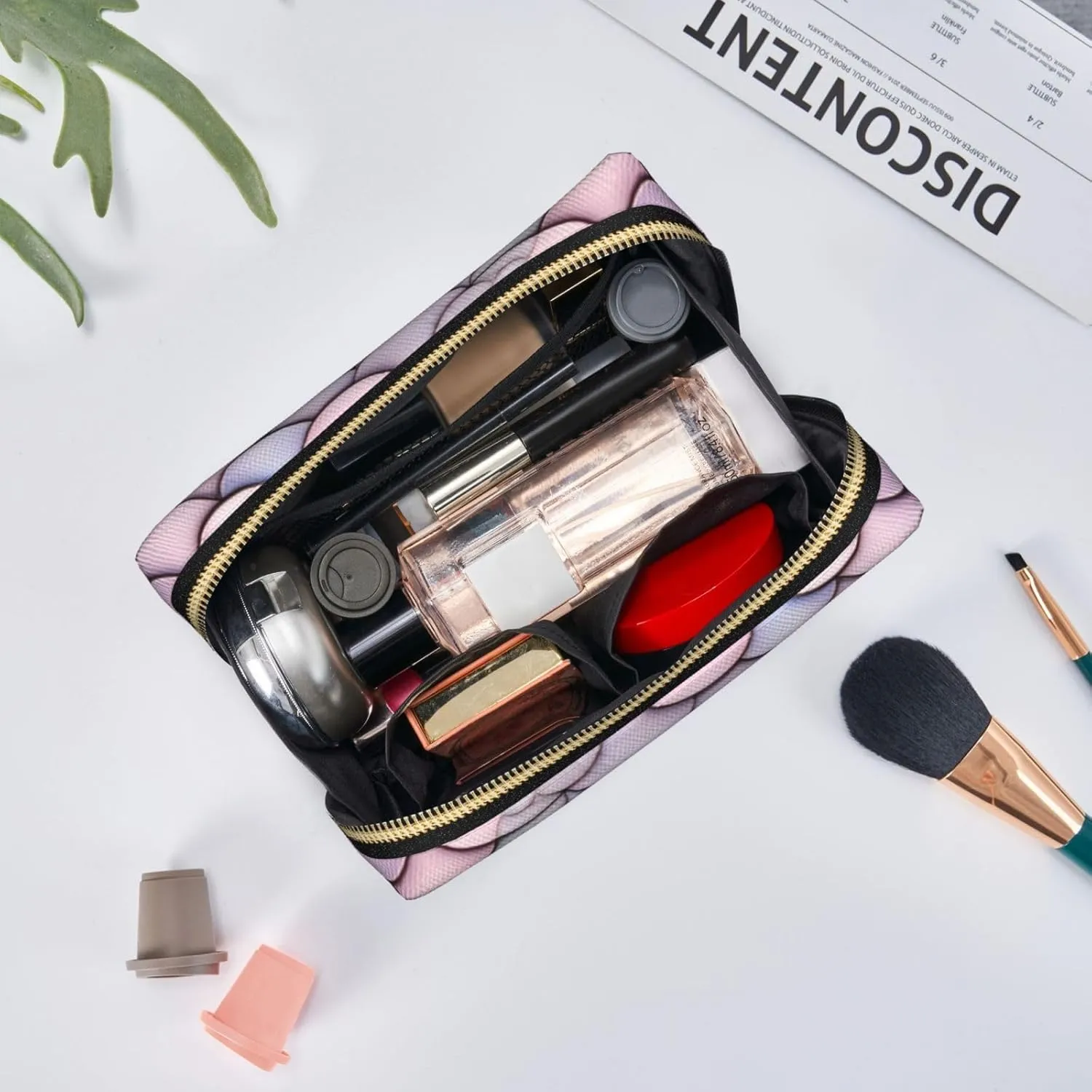 Mermaid Red Purple Aqua Toiletry Pouch, Travel-Friendly Makeup Organizer For Makeup Brushes, Lipsticks