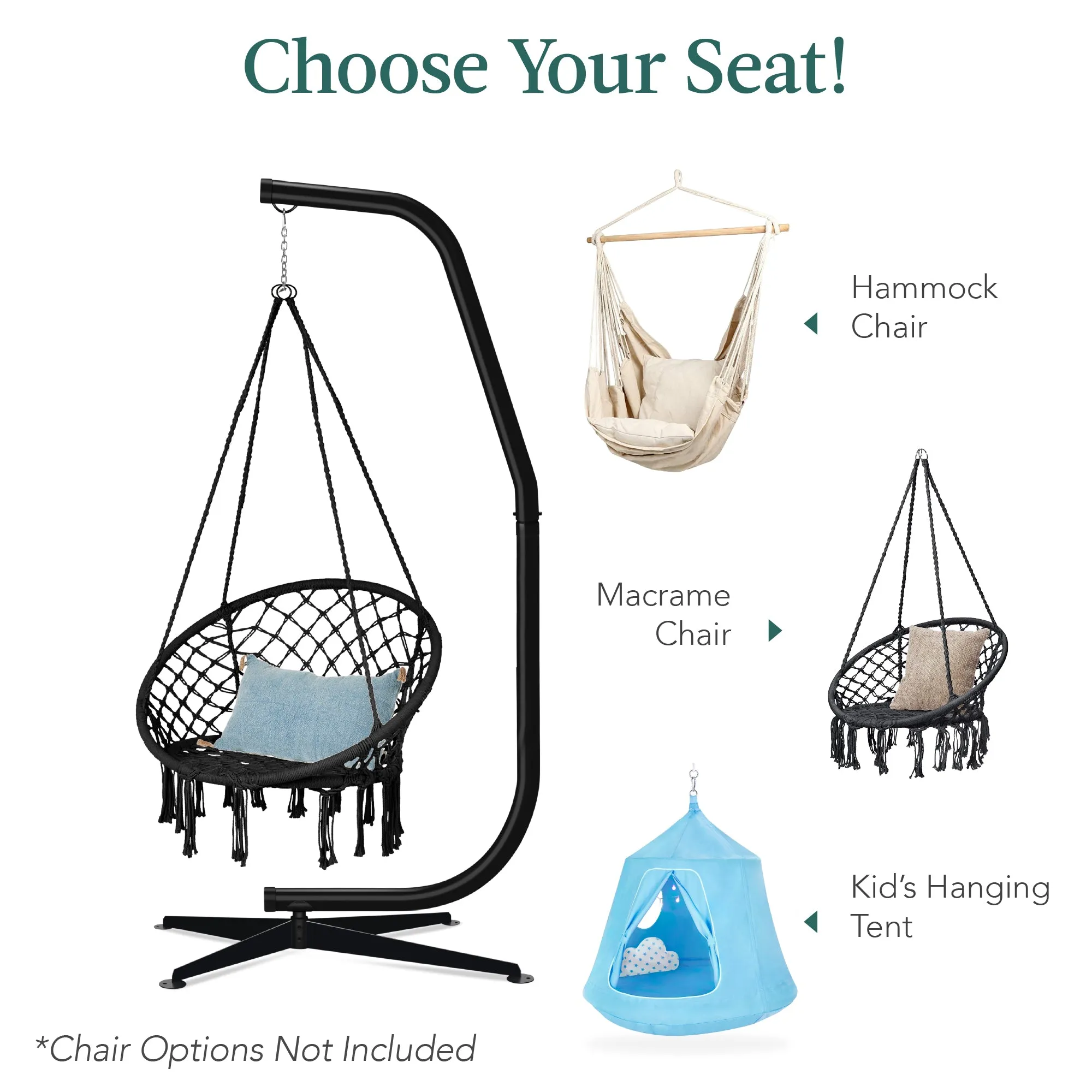 Metal Chair/ Finish, - - Exclusive Weather-Resistant Only Hammock Base Going fast Black Hanging Offset C-Stand for Stand