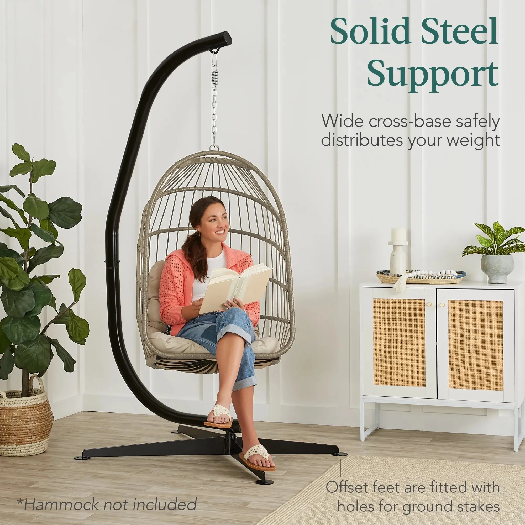 Metal Chair/ Finish, - - Exclusive Weather-Resistant Only Hammock Base Going fast Black Hanging Offset C-Stand for Stand