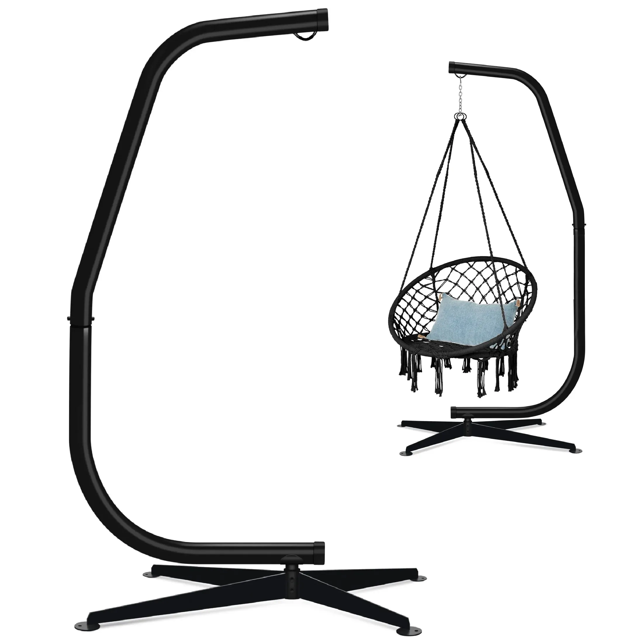 Metal Chair/ Finish, - - Exclusive Weather-Resistant Only Hammock Base Going fast Black Hanging Offset C-Stand for Stand
